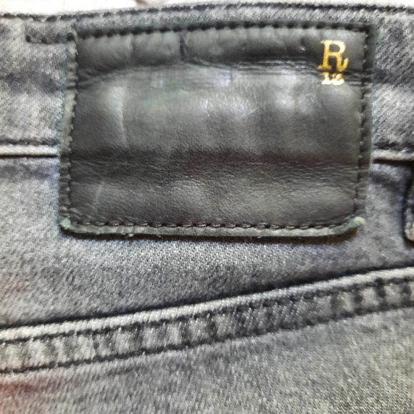 R13 Italy Boy Skinny Union Gray Jeans Ankle Crop Stretch Distressed Luxury 32 - Picture 11 of 16